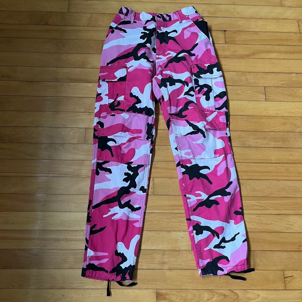 Rothco Pink Camo Cargo Pants Small Regular High Waisted Tactical Streetwear Y2K